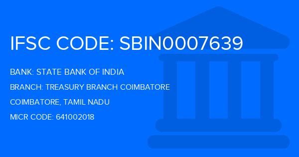 State Bank Of India (SBI) Treasury Branch Coimbatore Branch IFSC Code