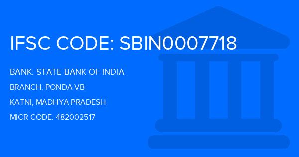 State Bank Of India (SBI) Ponda Vb Branch IFSC Code