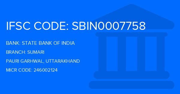 State Bank Of India (SBI) Sumari Branch IFSC Code