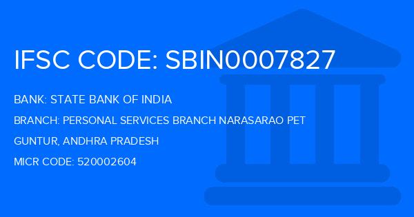 State Bank Of India (SBI) Personal Services Branch Narasarao Pet Branch IFSC Code