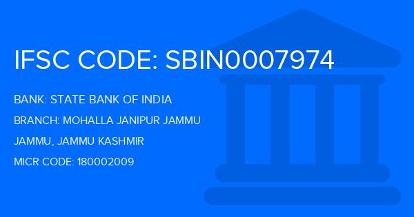 State Bank Of India (SBI) Mohalla Janipur Jammu Branch IFSC Code