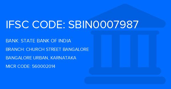 State Bank Of India (SBI) Church Street Bangalore Branch IFSC Code