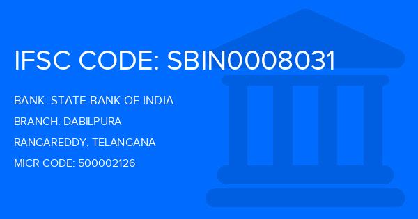 State Bank Of India (SBI) Dabilpura Branch IFSC Code