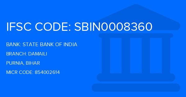State Bank Of India (SBI) Damaili Branch IFSC Code