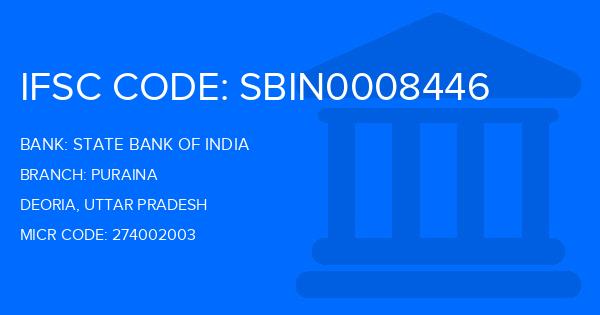 State Bank Of India (SBI) Puraina Branch IFSC Code