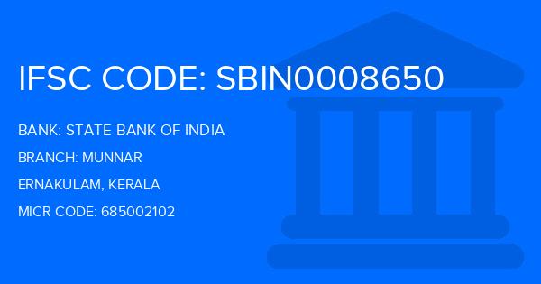 State Bank Of India (SBI) Munnar Branch IFSC Code
