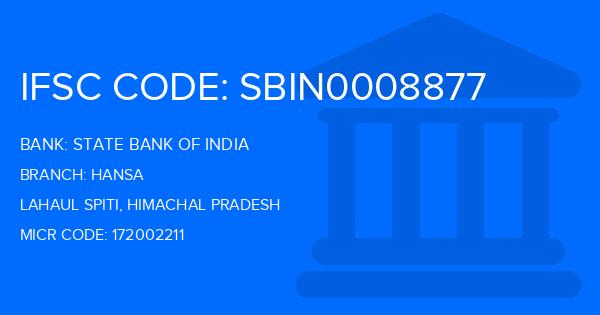 State Bank Of India (SBI) Hansa Branch IFSC Code