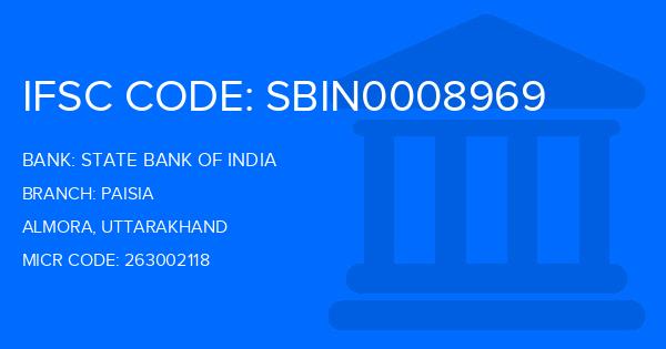 State Bank Of India (SBI) Paisia Branch IFSC Code