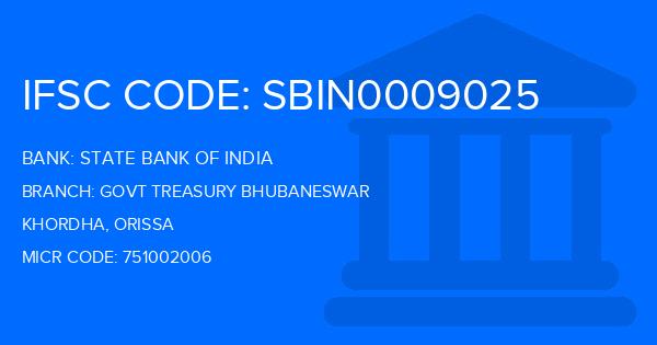 State Bank Of India (SBI) Govt Treasury Bhubaneswar Branch IFSC Code