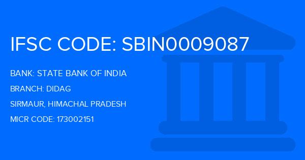 State Bank Of India (SBI) Didag Branch IFSC Code