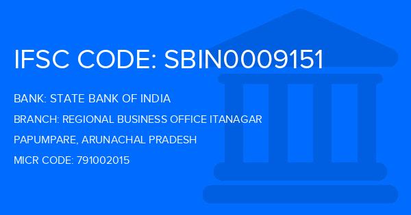 State Bank Of India (SBI) Regional Business Office Itanagar Branch IFSC Code