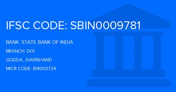 State Bank Of India (SBI) Doi Branch IFSC Code