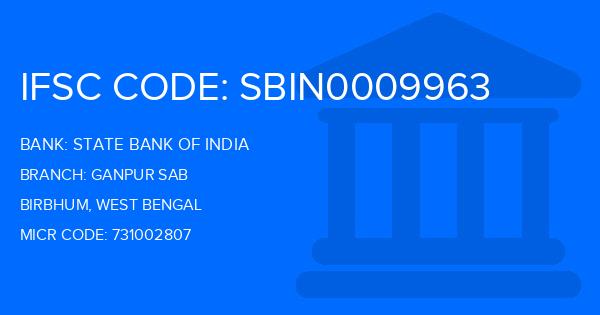 State Bank Of India (SBI) Ganpur Sab Branch IFSC Code