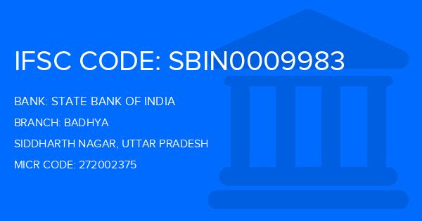 State Bank Of India (SBI) Badhya Branch IFSC Code