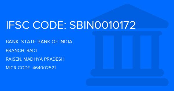 State Bank Of India (SBI) Badi Branch IFSC Code