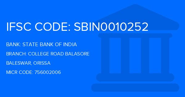 State Bank Of India (SBI) College Road Balasore Branch IFSC Code