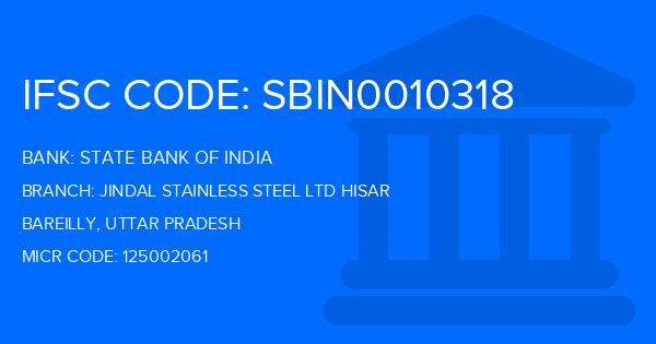 State Bank Of India (SBI) Jindal Stainless Steel Ltd Hisar Branch IFSC Code