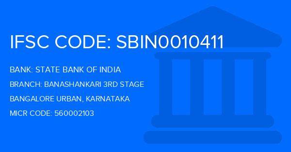 State Bank Of India (SBI) Banashankari 3Rd Stage Branch IFSC Code