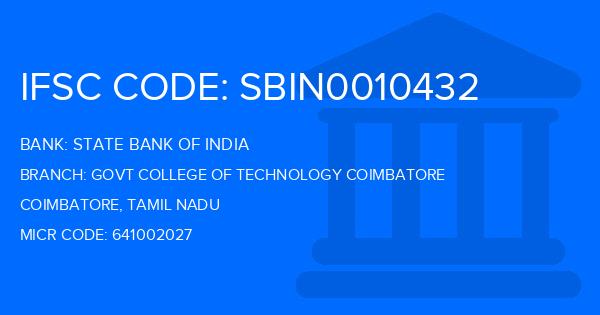 State Bank Of India (SBI) Govt College Of Technology Coimbatore Branch IFSC Code