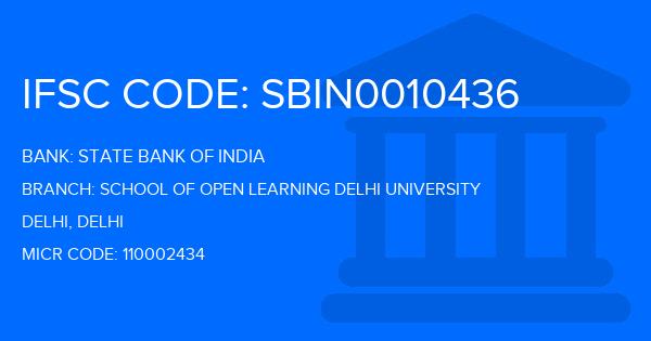 State Bank Of India (SBI) School Of Open Learning Delhi University Branch IFSC Code