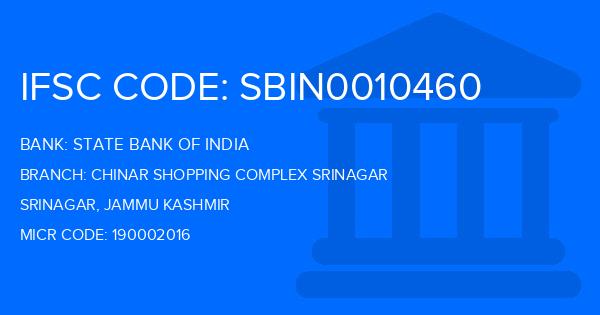 State Bank Of India (SBI) Chinar Shopping Complex Srinagar Branch IFSC Code