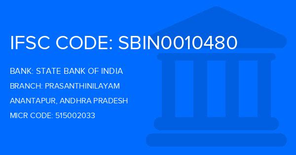 State Bank Of India (SBI) Prasanthinilayam Branch IFSC Code