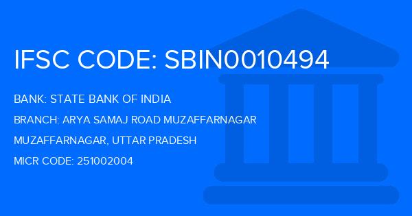 State Bank Of India (SBI) Arya Samaj Road Muzaffarnagar Branch IFSC Code