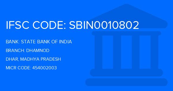 State Bank Of India (SBI) Dhamnod Branch IFSC Code