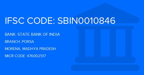 State Bank Of India (SBI) Porsa Branch IFSC Code
