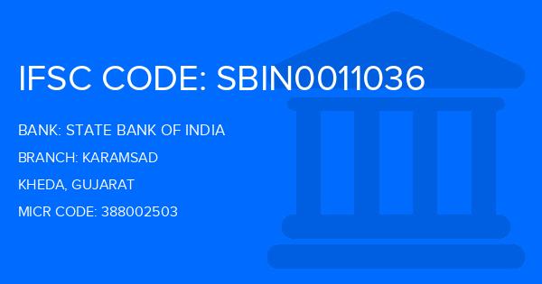 State Bank Of India (SBI) Karamsad Branch IFSC Code