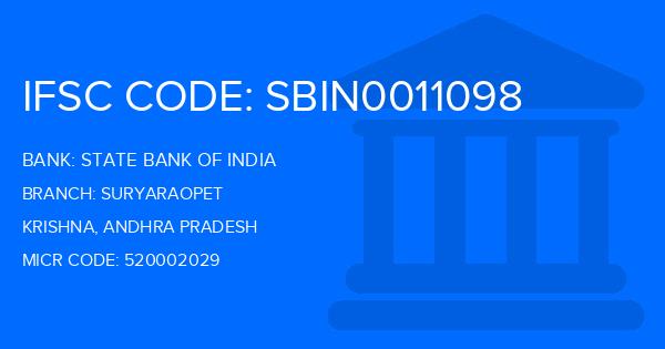 State Bank Of India (SBI) Suryaraopet Branch IFSC Code
