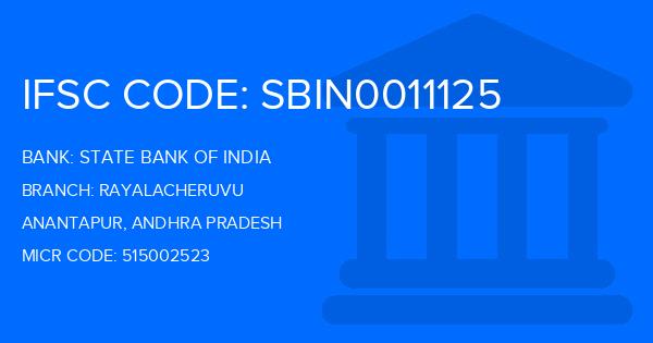 State Bank Of India (SBI) Rayalacheruvu Branch IFSC Code