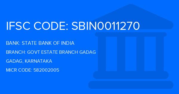 State Bank Of India (SBI) Govt Estate Branch Gadag Branch IFSC Code