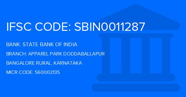 State Bank Of India (SBI) Apparel Park Doddaballapur Branch IFSC Code