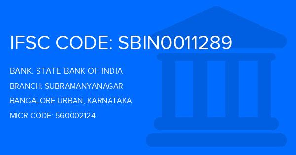 State Bank Of India (SBI) Subramanyanagar Branch IFSC Code