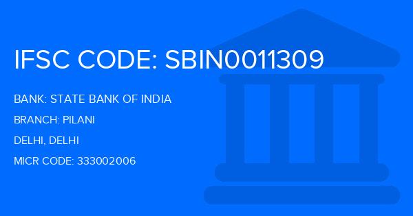 State Bank Of India (SBI) Pilani Branch IFSC Code
