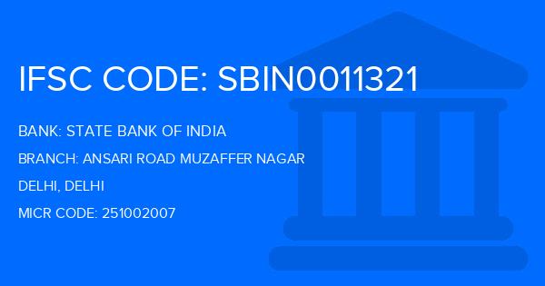 State Bank Of India (SBI) Ansari Road Muzaffer Nagar Branch IFSC Code