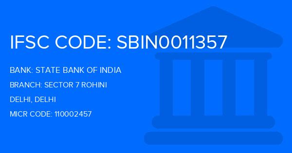 State Bank Of India (SBI) Sector 7 Rohini Branch IFSC Code