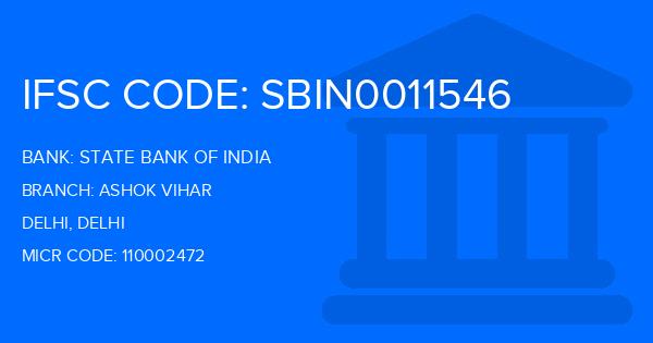 State Bank Of India (SBI) Ashok Vihar Branch IFSC Code