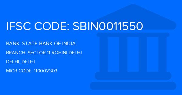 State Bank Of India (SBI) Sector 11 Rohini Delhi Branch IFSC Code