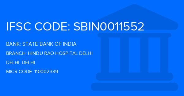State Bank Of India (SBI) Hindu Rao Hospital Delhi Branch IFSC Code