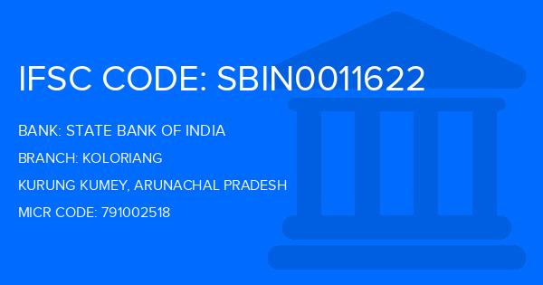 State Bank Of India (SBI) Koloriang Branch IFSC Code