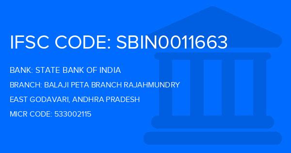 State Bank Of India (SBI) Balaji Peta Branch Rajahmundry Branch IFSC Code