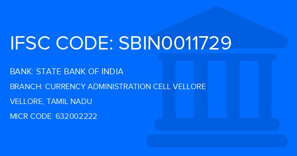 State Bank Of India (SBI) Currency Administration Cell Vellore Branch IFSC Code