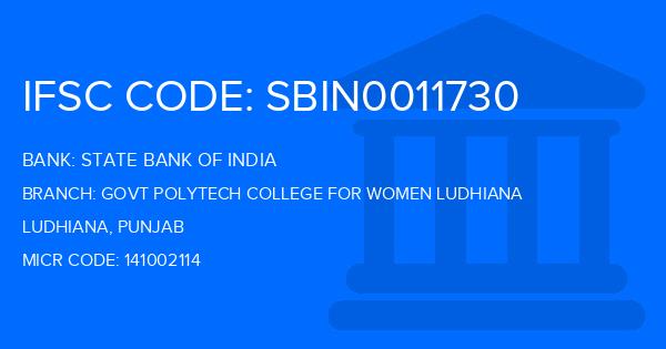 State Bank Of India (SBI) Govt Polytech College For Women Ludhiana Branch IFSC Code