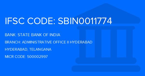 State Bank Of India (SBI) Administrative Office Ii Hyderabad Branch IFSC Code