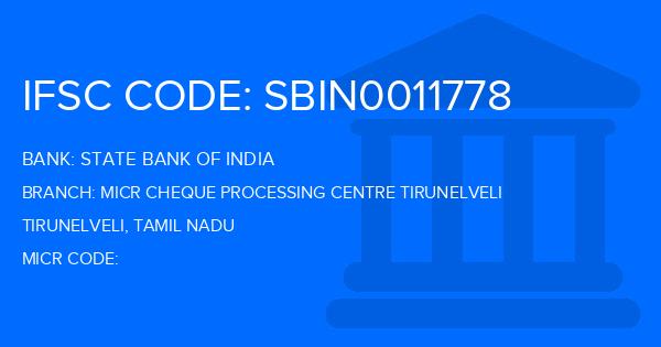 State Bank Of India (SBI) Micr Cheque Processing Centre Tirunelveli Branch IFSC Code