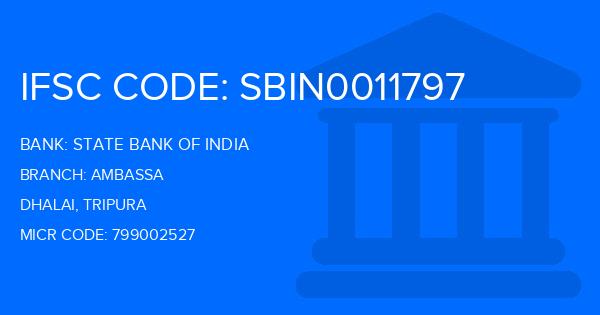 State Bank Of India (SBI) Ambassa Branch IFSC Code