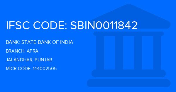 State Bank Of India (SBI) Apra Branch IFSC Code
