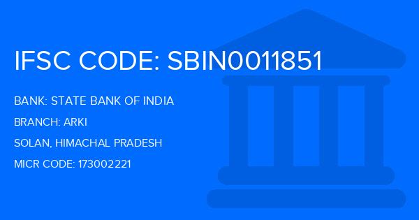 State Bank Of India (SBI) Arki Branch IFSC Code